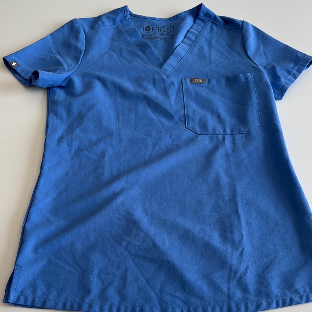 FIGS Ceil  Blue V-Neck Shirt